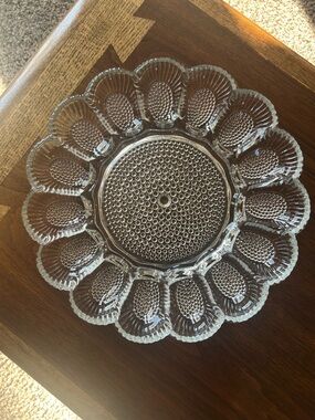 Vintage Indiana Glass Hobnail Clear Pressed Glass Egg Platter